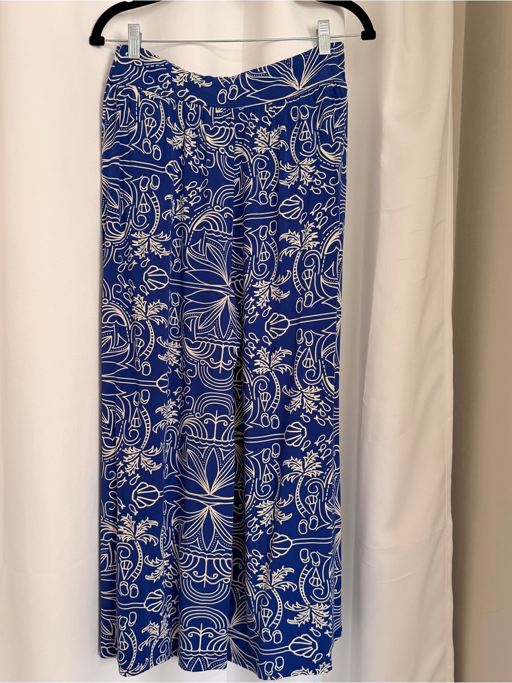 Fighting Eel Blue and White Floral Wide-Leg Leggings
